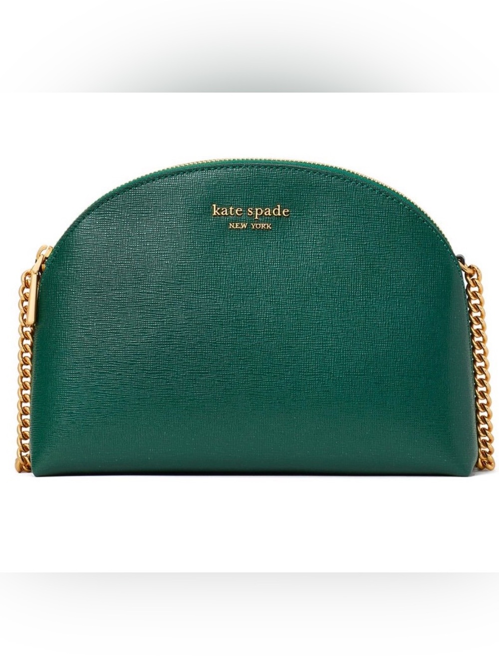 Kate Spade Crossbody, leather double zip saffiano green emerald bag purse dome